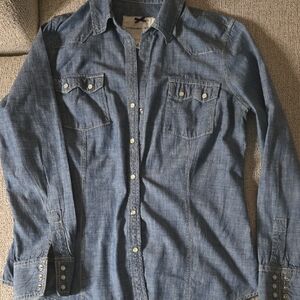 Banana Republic Blue Denim Button-Down Western Shirt